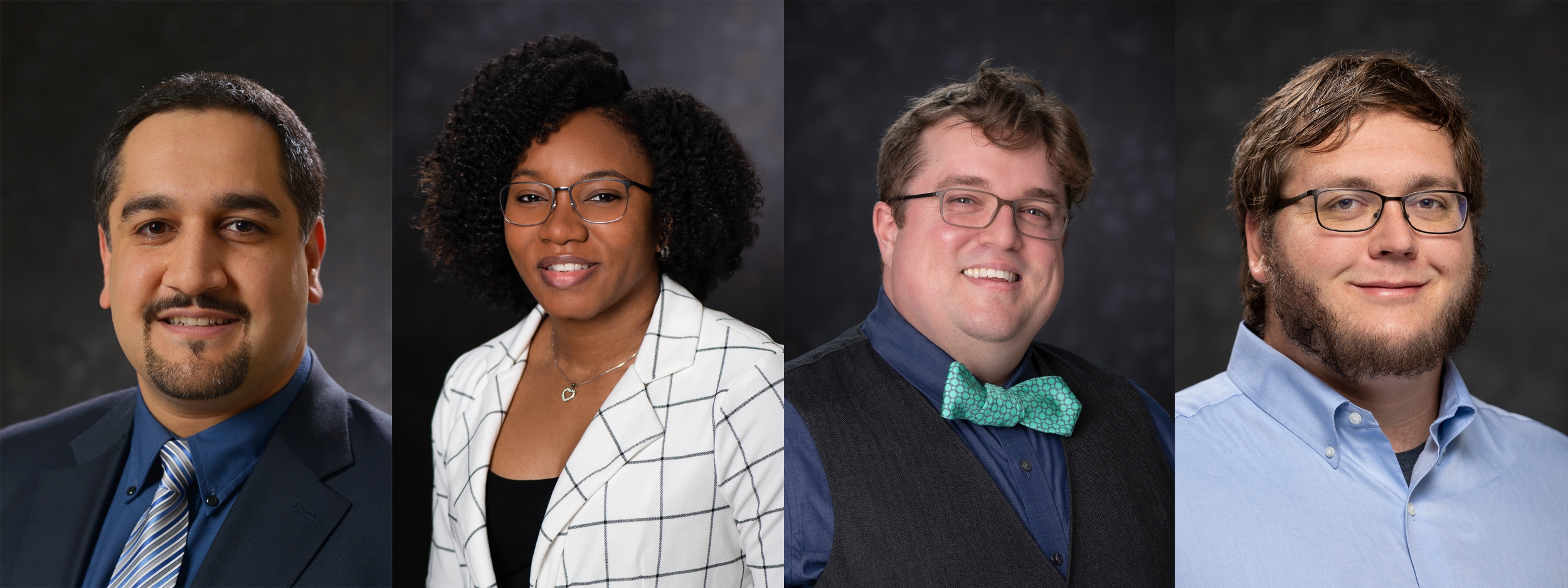 Formal portraits of Hamed Okhravi, Shamaria Engram, Derrick McKee, and Tyler Kaczmarek