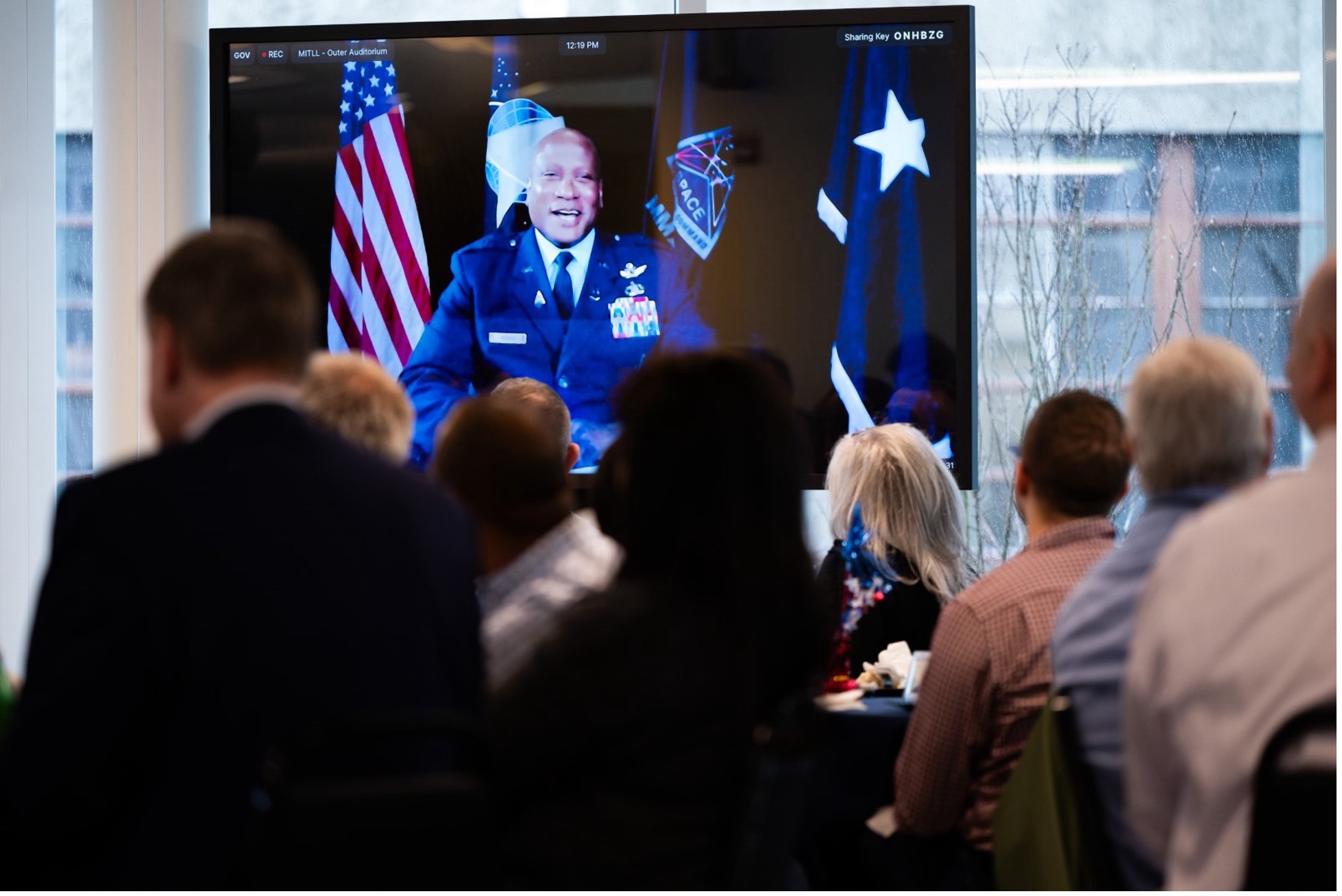 Brigadier General Devin Pepper addresses the luncheon’s attendees via Zoom.