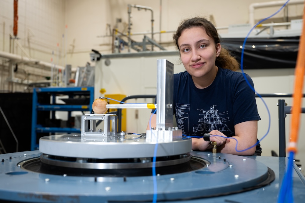 Mellanie Rodriguez worked with the Fabrication Engineering Group to design part of a demonstration.