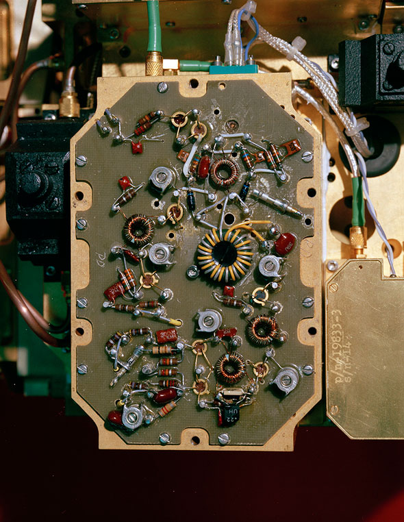 A portion of the LES-4 transponder with the cover removed.