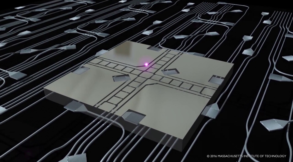 The animation demonstrates a method under development at Lincoln Laboratory for using individually trapped ions as quantum information carriers.