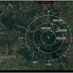 The GBSAA system displace shows a terrain map with navigational aid overlaid. 